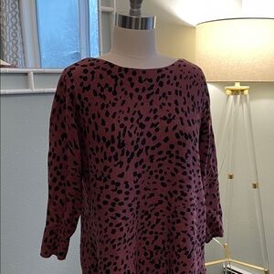 Chico's Burgundy and Black Leopard Print Tunic Sweater